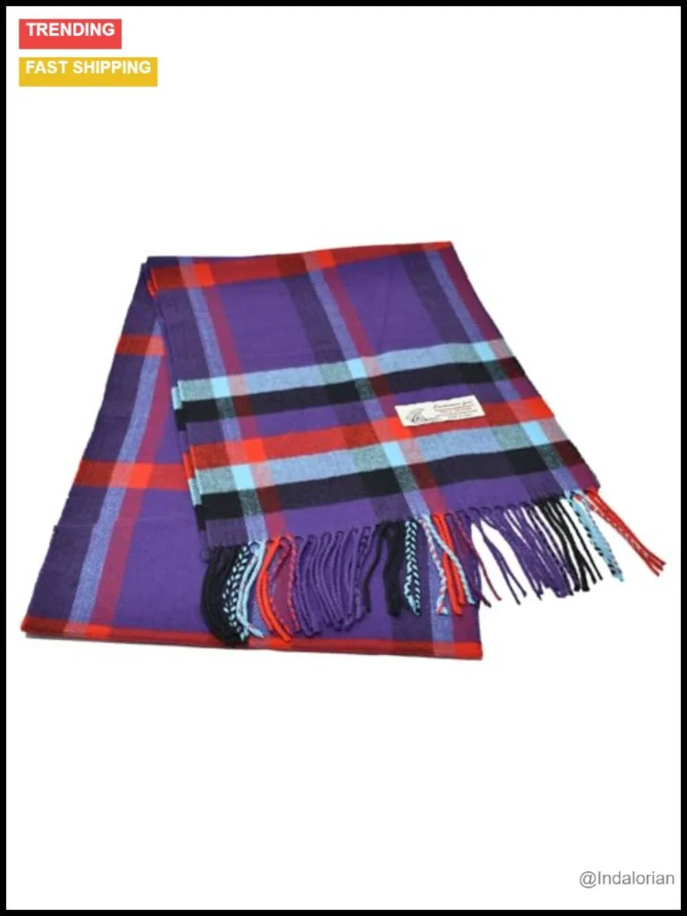 Classic Plaid Striped Winter Scarf Cashmere Feel 72x12